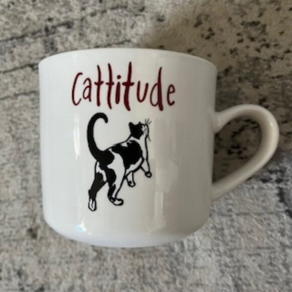 Opalhouse Other - Opalhouse CATTITUDE Black & White Tuxedo Cat Stoneware Mug Cup